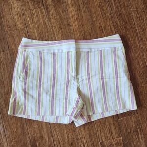 LOFT High Waist White and Pink Shorts